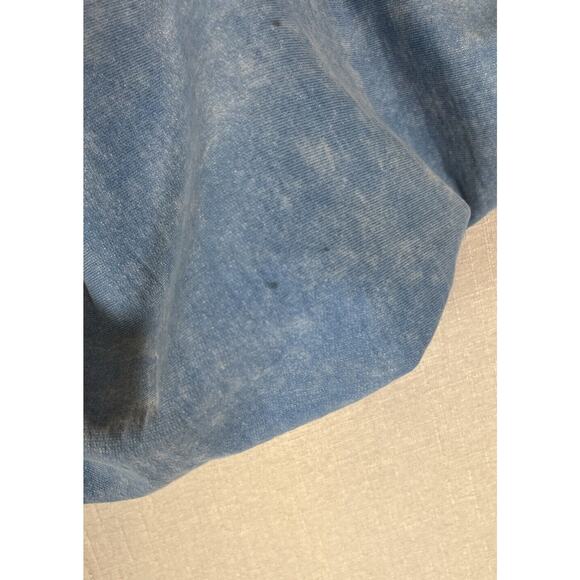 VTG Fuzzy Stonewash Native Bird 1/4 Zip High Neck Sweatshirt Mens XL Blue READ - Picture 11 of 11